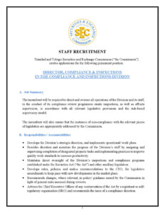 TTSEC Vacancy Notice- Director Compliance and Inspections